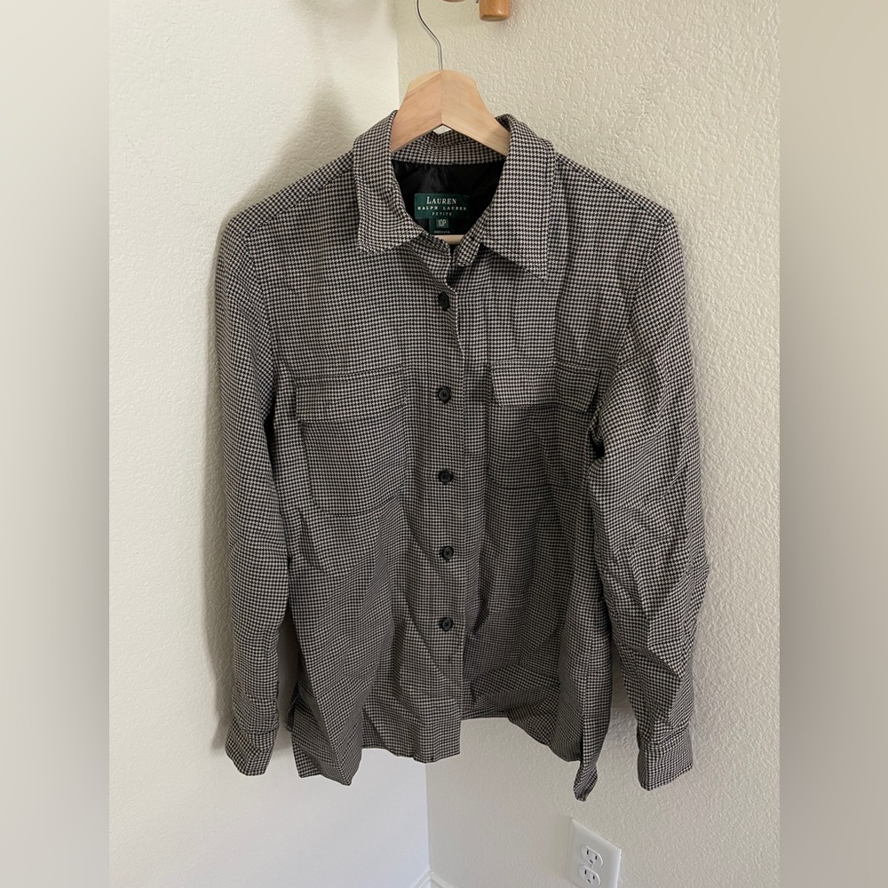 Lauren Ralph Lauren vintage houndstooth wool shirt shacket outdoor academia